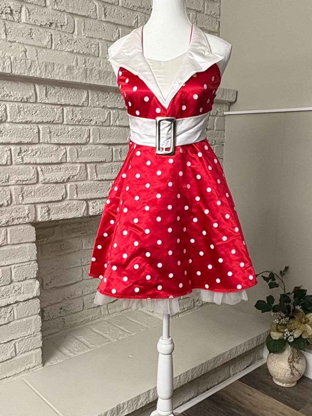 Art Stone Red Polka Dot Dance Costume Dress Ladybug Minnie Mouse Halloween LC